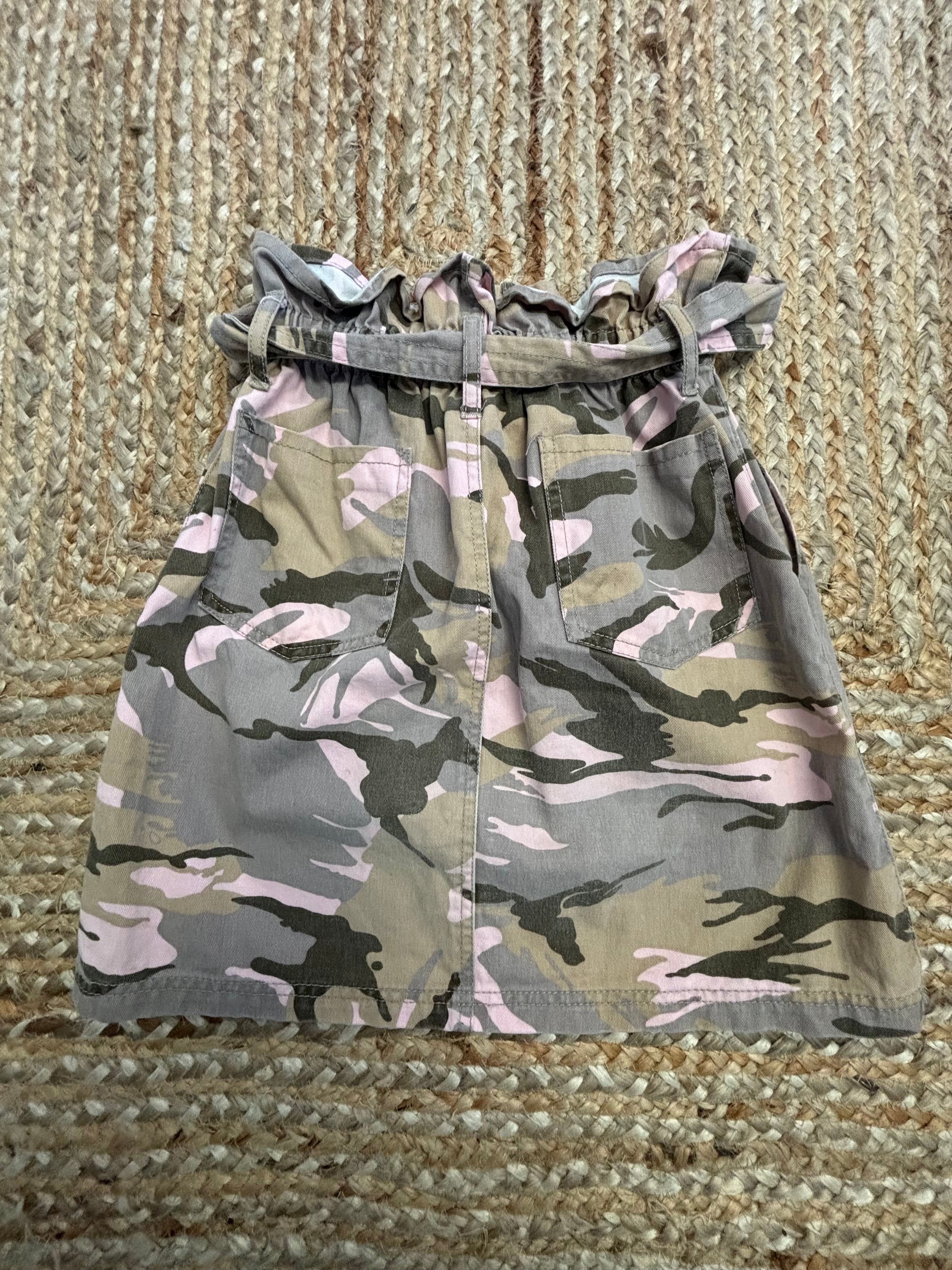 River Island Pink Camo Paperbag Mini Skirt