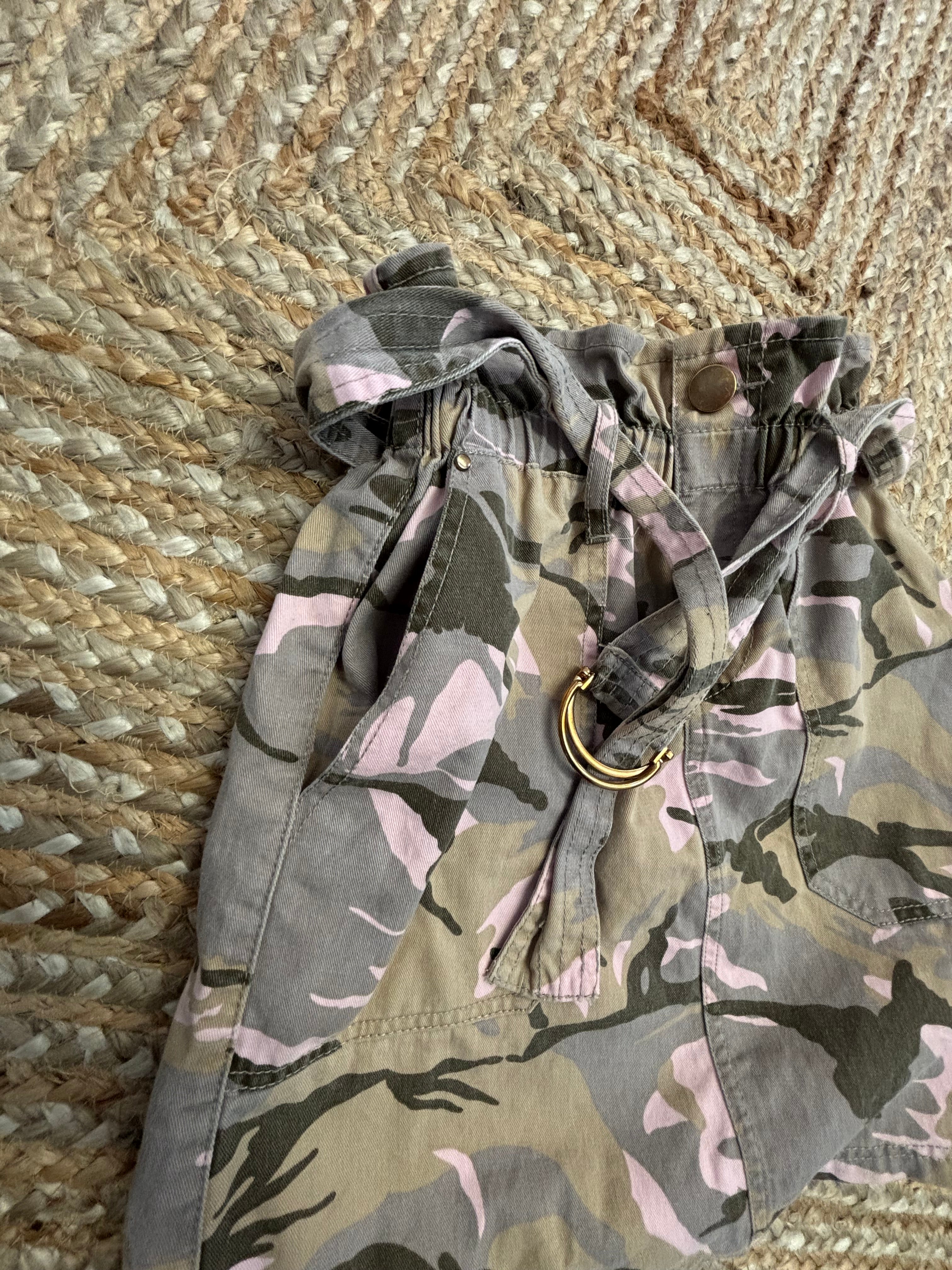 River Island Pink Camo Paperbag Mini Skirt