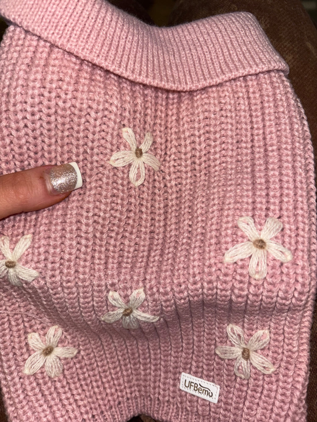 🌸 Adorable Pink Knitted Puppy Cardigan - Size XS